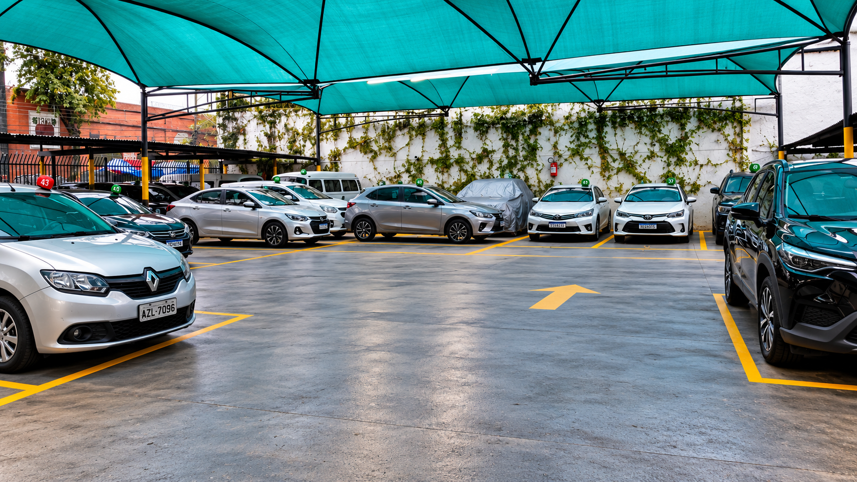 Área coberta do estacionamento